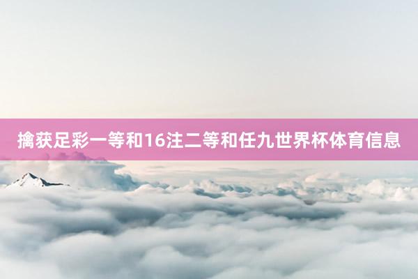 擒获足彩一等和16注二等和任九世界杯体育信息
