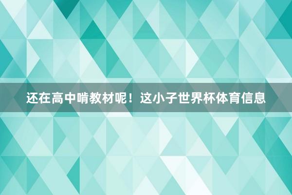 还在高中啃教材呢！这小子世界杯体育信息