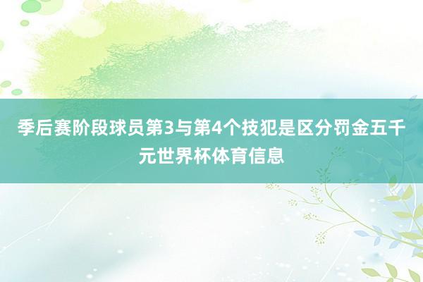 季后赛阶段球员第3与第4个技犯是区分罚金五千元世界杯体育信息