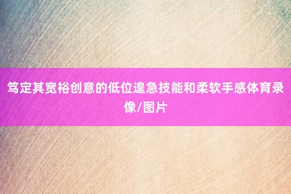 笃定其宽裕创意的低位遑急技能和柔软手感体育录像/图片