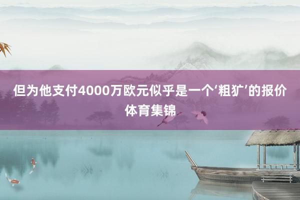 但为他支付4000万欧元似乎是一个‘粗犷’的报价体育集锦