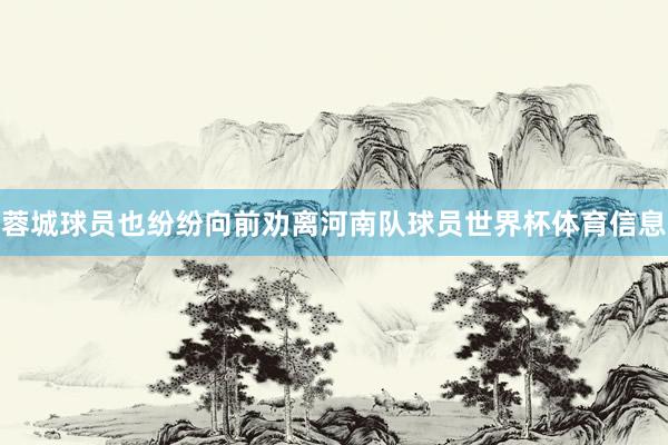 蓉城球员也纷纷向前劝离河南队球员世界杯体育信息