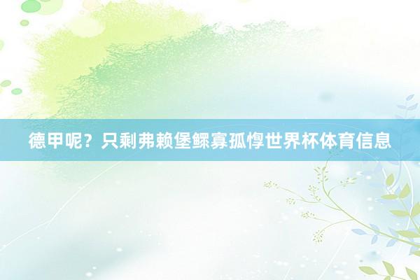 德甲呢？只剩弗赖堡鳏寡孤惸世界杯体育信息