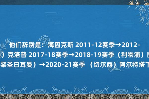 他们辞别是：海因克斯 2011-12赛季→2012-13赛季（拜仁慕尼黑）克洛普 2017-18赛季→2018-19赛季（利物浦）图赫尔 2019-20赛季（巴黎圣日耳曼）→2020-21赛季 （切尔西）阿尔特塔下赛季无意指挥阿森纳卷土重来捧起大耳朵杯吗？    体育录像/图片