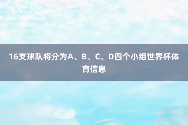 16支球队将分为A、B、C、D四个小组世界杯体育信息